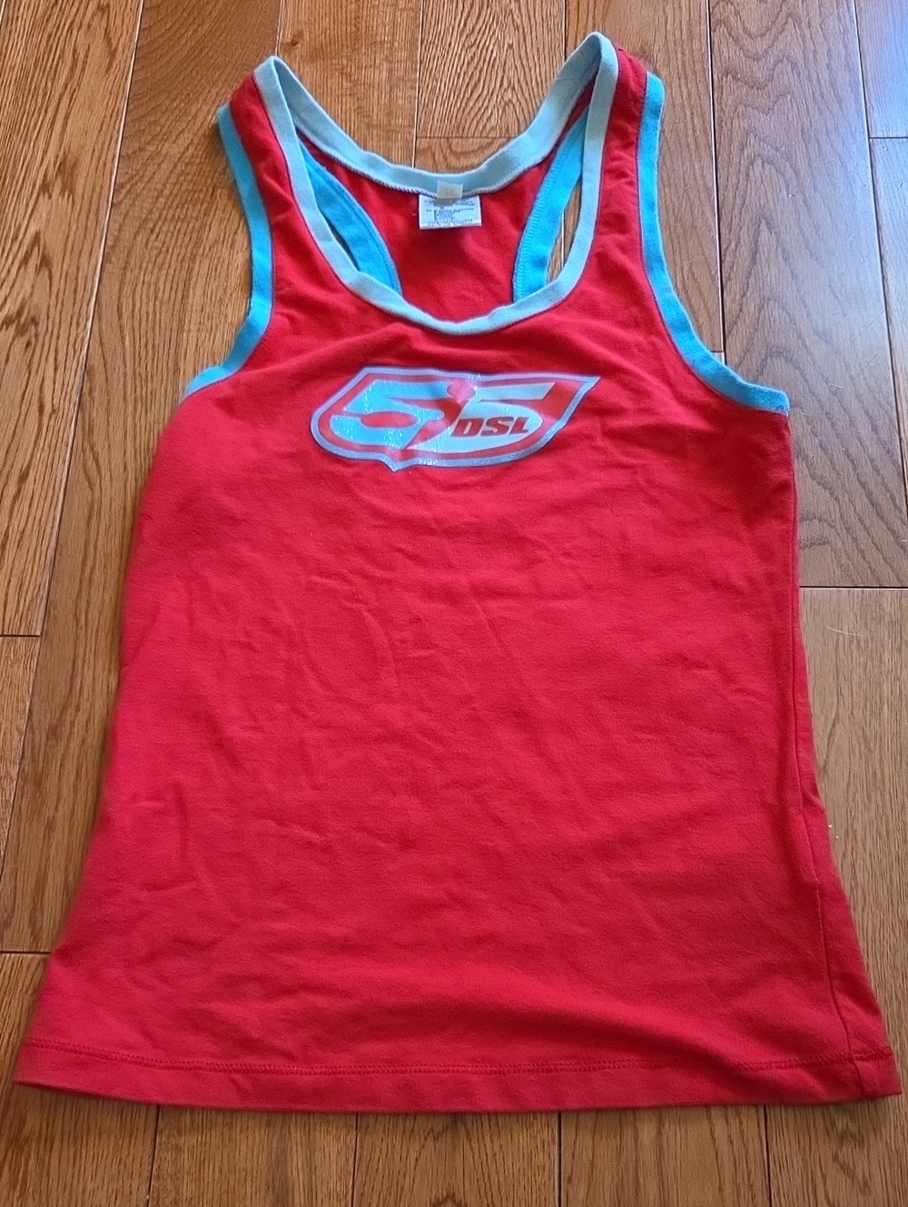 Diesel Red Tank Top with Light Blue Trim and Logo